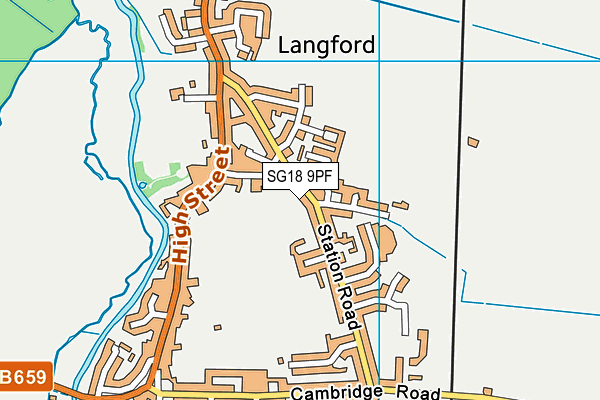 SG18 9PF map - OS VectorMap District (Ordnance Survey)