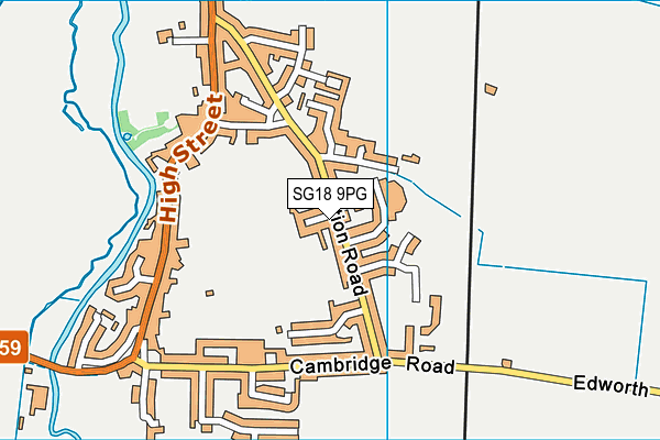 SG18 9PG map - OS VectorMap District (Ordnance Survey)