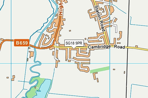 SG18 9PR map - OS VectorMap District (Ordnance Survey)