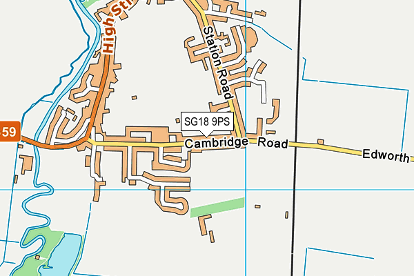 SG18 9PS map - OS VectorMap District (Ordnance Survey)