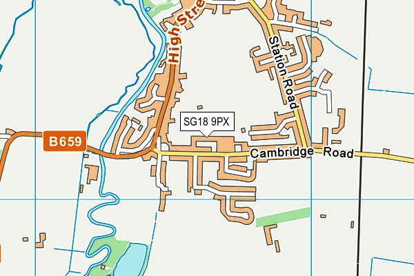 SG18 9PX map - OS VectorMap District (Ordnance Survey)