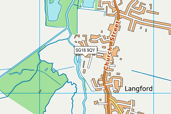 King George V Playing Field (Langford) map (SG18 9QY) - OS VectorMap District (Ordnance Survey)