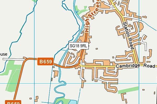 SG18 9RL map - OS VectorMap District (Ordnance Survey)