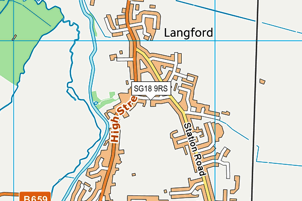 SG18 9RS map - OS VectorMap District (Ordnance Survey)