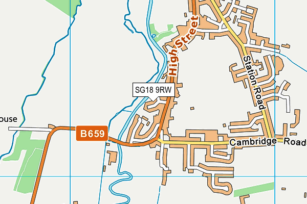 SG18 9RW map - OS VectorMap District (Ordnance Survey)