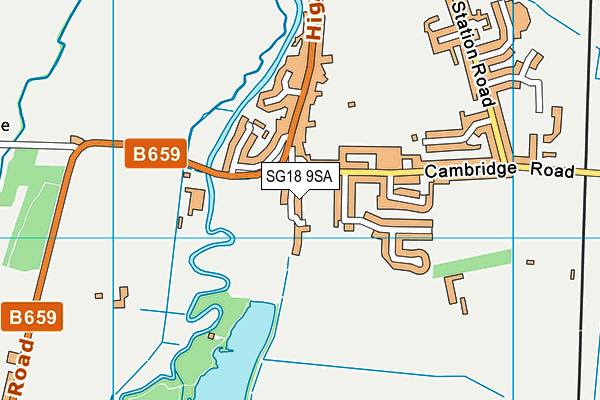 SG18 9SA map - OS VectorMap District (Ordnance Survey)