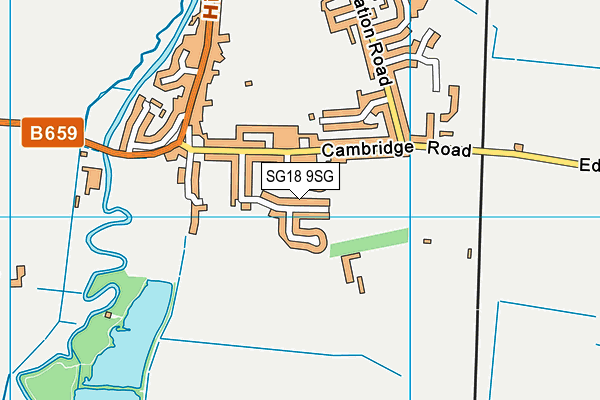 SG18 9SG map - OS VectorMap District (Ordnance Survey)