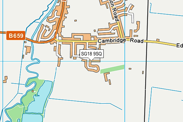 SG18 9SQ map - OS VectorMap District (Ordnance Survey)