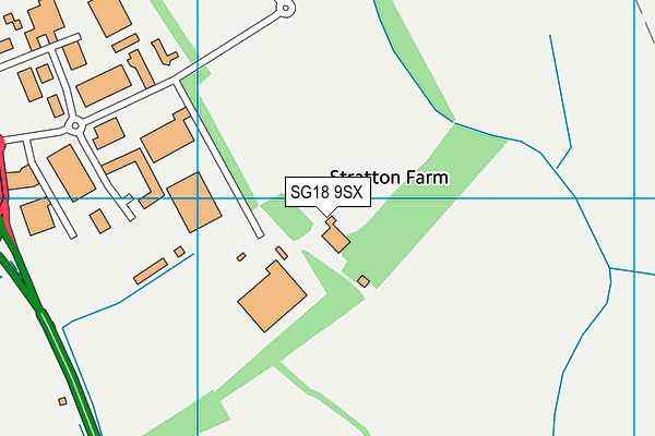 SG18 9SX map - OS VectorMap District (Ordnance Survey)