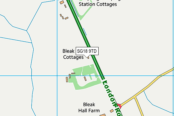 SG18 9TD map - OS VectorMap District (Ordnance Survey)