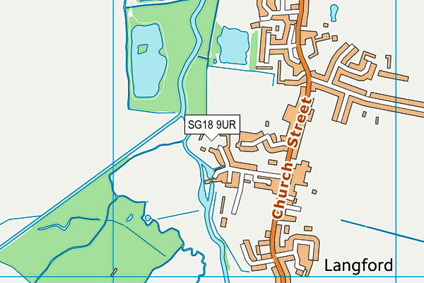 SG18 9UR map - OS VectorMap District (Ordnance Survey)