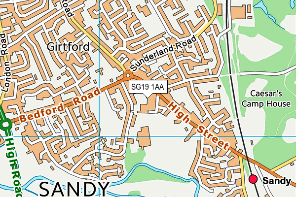 SG19 1AA map - OS VectorMap District (Ordnance Survey)