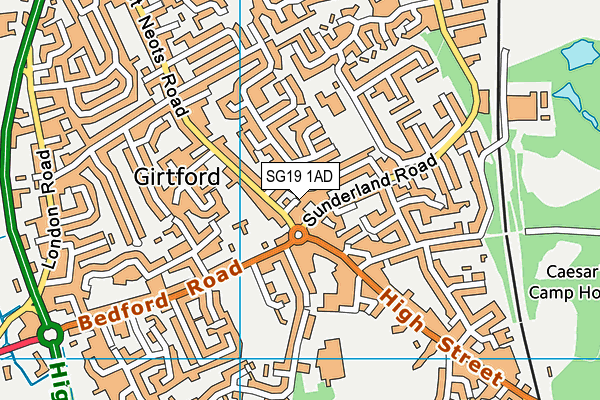 SG19 1AD map - OS VectorMap District (Ordnance Survey)
