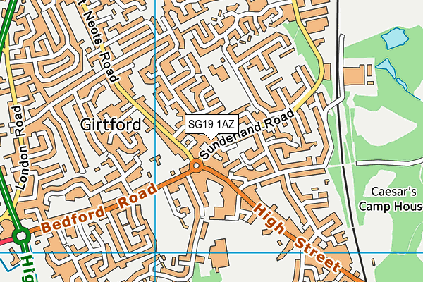 SG19 1AZ map - OS VectorMap District (Ordnance Survey)