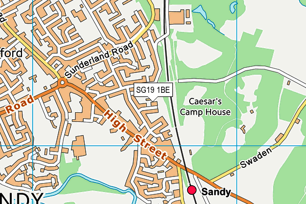 SG19 1BE map - OS VectorMap District (Ordnance Survey)