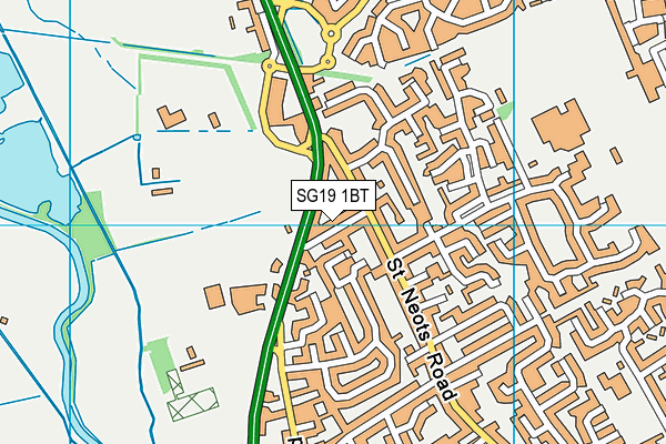 SG19 1BT map - OS VectorMap District (Ordnance Survey)