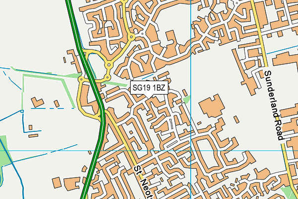 SG19 1BZ map - OS VectorMap District (Ordnance Survey)