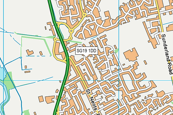 SG19 1DD map - OS VectorMap District (Ordnance Survey)