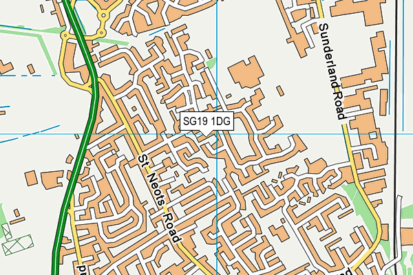 SG19 1DG map - OS VectorMap District (Ordnance Survey)