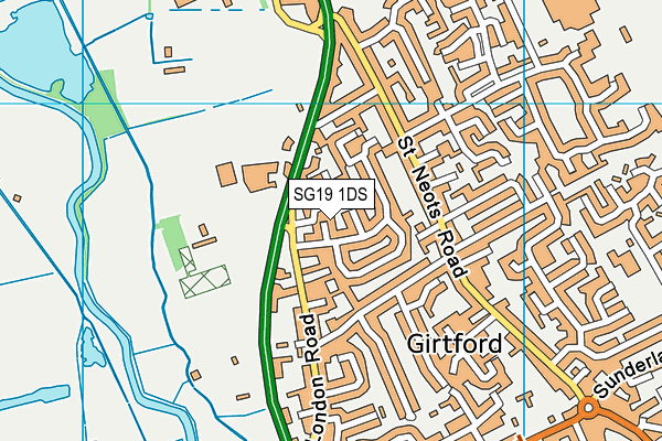 SG19 1DS map - OS VectorMap District (Ordnance Survey)