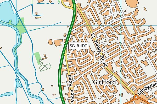 SG19 1DT map - OS VectorMap District (Ordnance Survey)