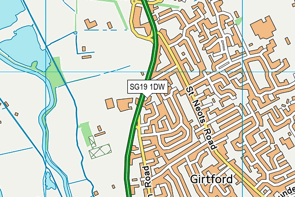 SG19 1DW map - OS VectorMap District (Ordnance Survey)