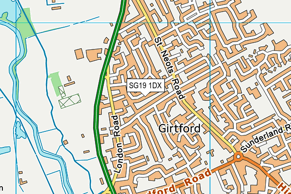 SG19 1DX map - OS VectorMap District (Ordnance Survey)