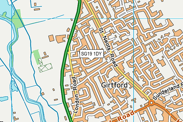 SG19 1DY map - OS VectorMap District (Ordnance Survey)
