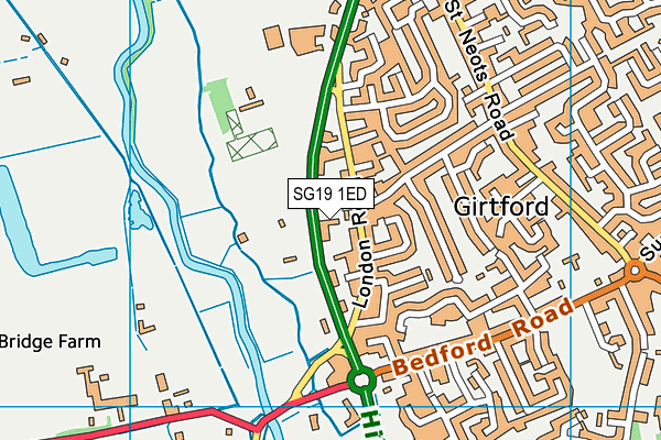 SG19 1ED map - OS VectorMap District (Ordnance Survey)