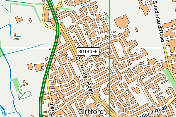 SG19 1EE map - OS VectorMap District (Ordnance Survey)