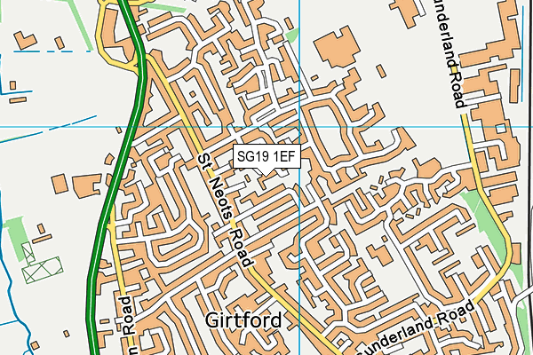 SG19 1EF map - OS VectorMap District (Ordnance Survey)