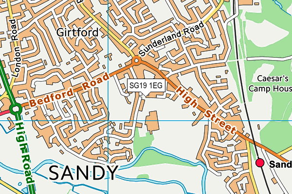 SG19 1EG map - OS VectorMap District (Ordnance Survey)