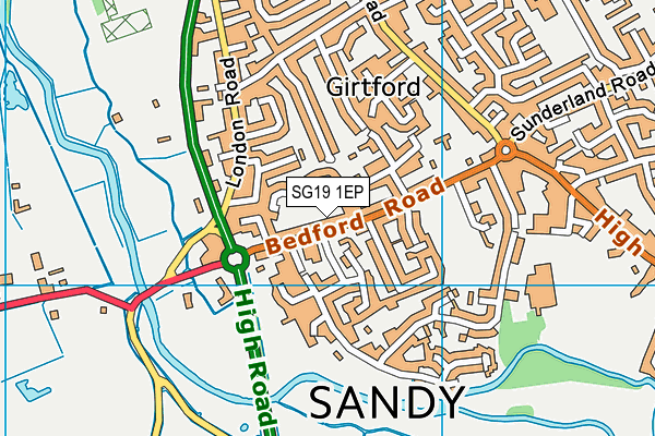 SG19 1EP map - OS VectorMap District (Ordnance Survey)