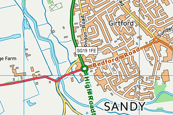 SG19 1FE map - OS VectorMap District (Ordnance Survey)