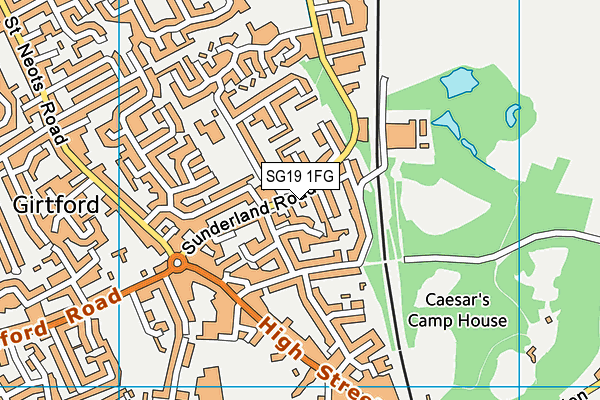 SG19 1FG map - OS VectorMap District (Ordnance Survey)