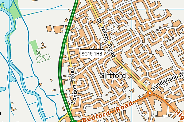 SG19 1HB map - OS VectorMap District (Ordnance Survey)