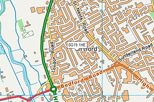 SG19 1HE map - OS VectorMap District (Ordnance Survey)