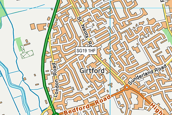 SG19 1HF map - OS VectorMap District (Ordnance Survey)