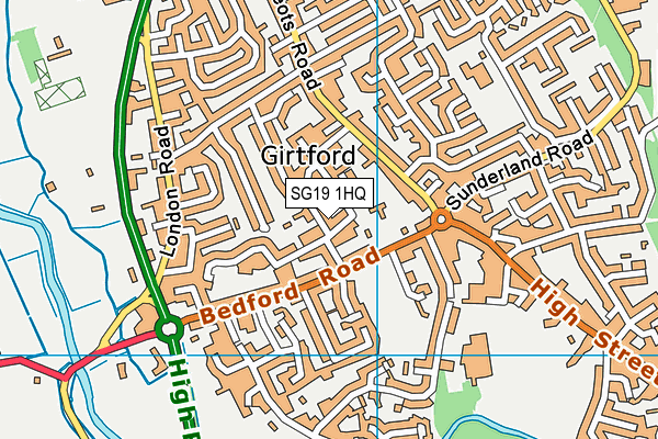 SG19 1HQ map - OS VectorMap District (Ordnance Survey)