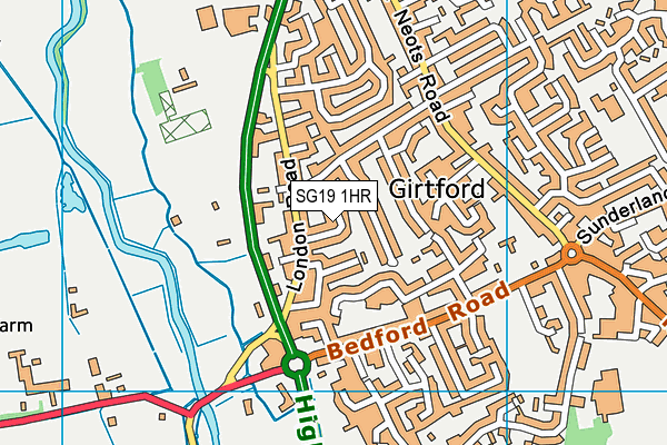SG19 1HR map - OS VectorMap District (Ordnance Survey)