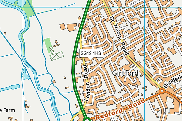 SG19 1HS map - OS VectorMap District (Ordnance Survey)