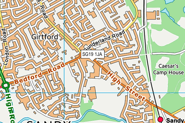 SG19 1JA map - OS VectorMap District (Ordnance Survey)