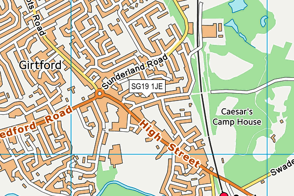 SG19 1JE map - OS VectorMap District (Ordnance Survey)