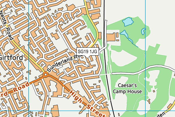 SG19 1JG map - OS VectorMap District (Ordnance Survey)