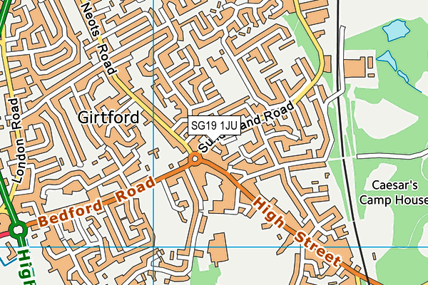 SG19 1JU map - OS VectorMap District (Ordnance Survey)