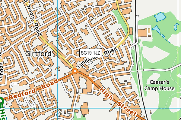 SG19 1JZ map - OS VectorMap District (Ordnance Survey)