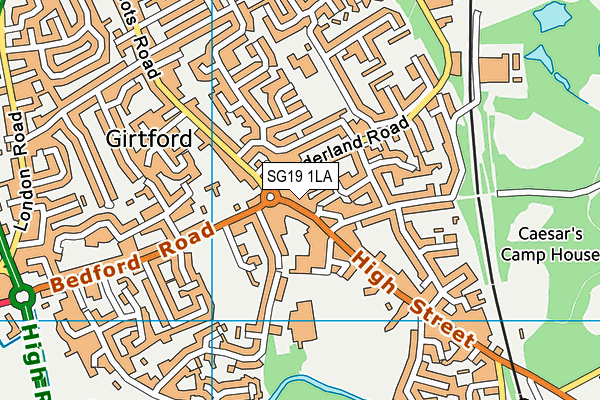 SG19 1LA map - OS VectorMap District (Ordnance Survey)