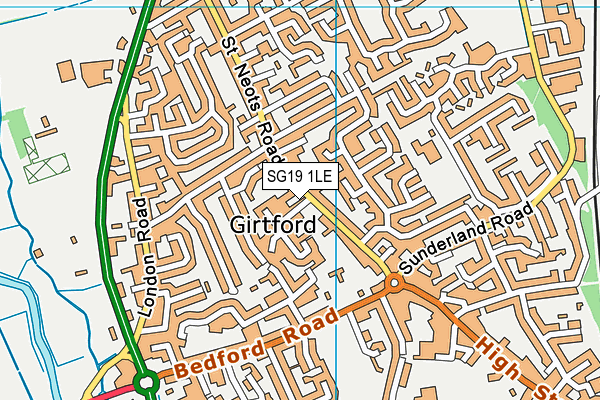 SG19 1LE map - OS VectorMap District (Ordnance Survey)