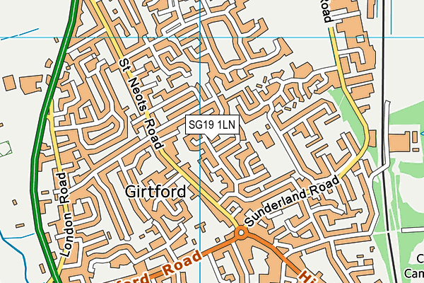 SG19 1LN map - OS VectorMap District (Ordnance Survey)