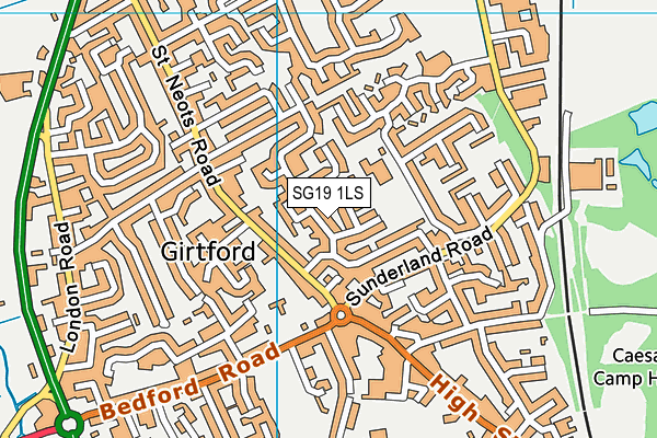 SG19 1LS map - OS VectorMap District (Ordnance Survey)